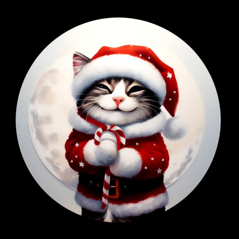 Weihnachtsmann Katze freut sich tierisch
