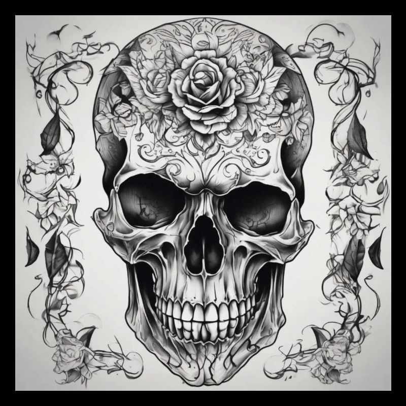 Skull with rose