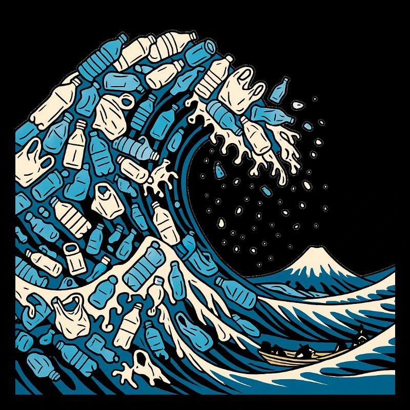 Wave Kanagawa trash vector