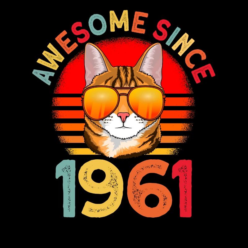 Awesome since 1961 Cat 61st Birthday Gift