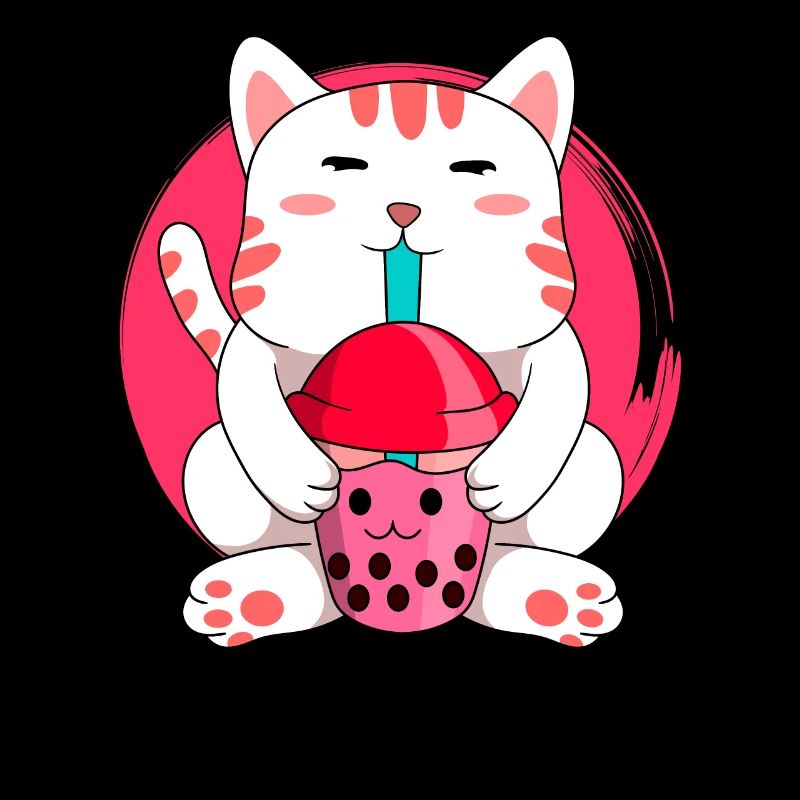 Chat avec tee boba - Anime Bubble tea boba cat