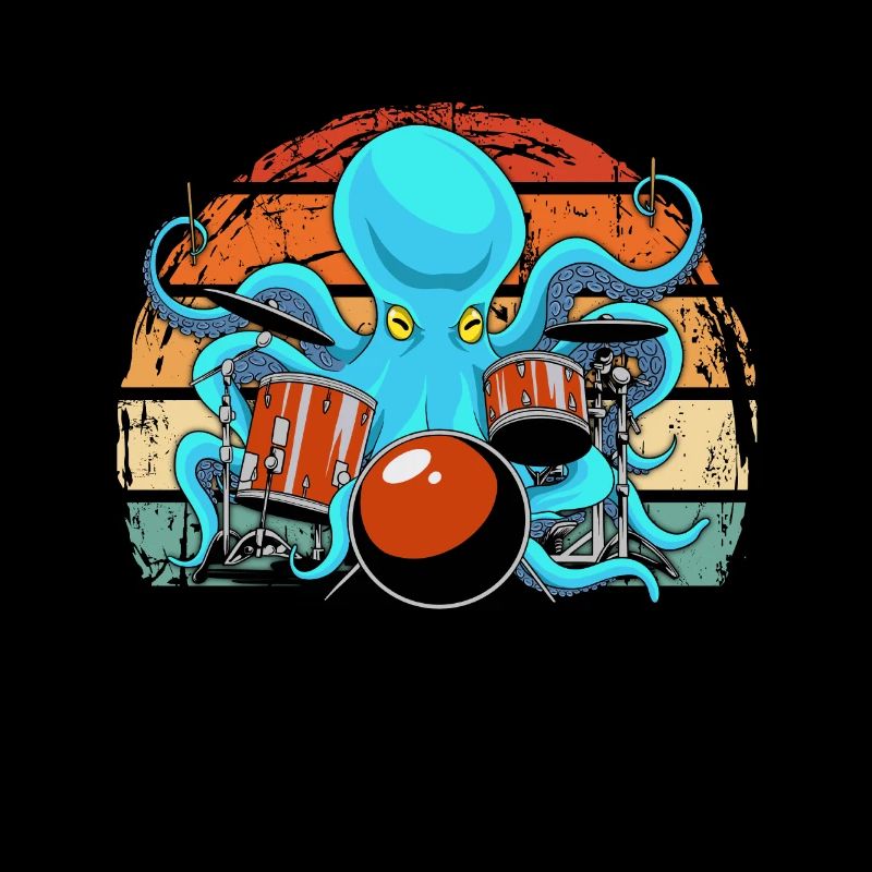 Octopus plays drums and drummer