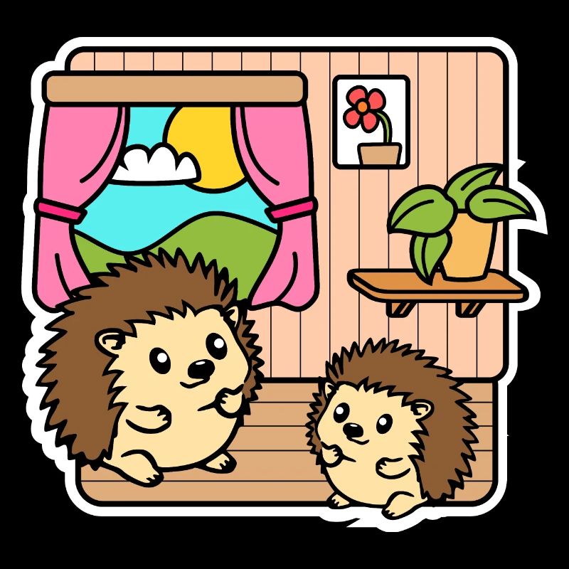 Mignons petits hérissons dans leur mignon appartement hérisson