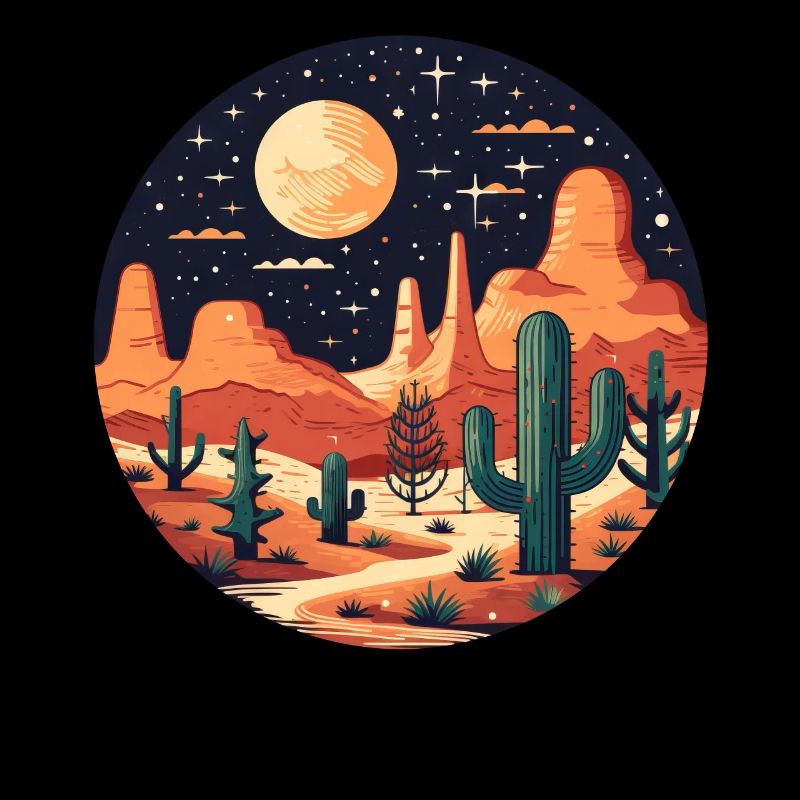 Cactus, Désert, Lune, Coucher De Soleil, Ciel Nocturne
