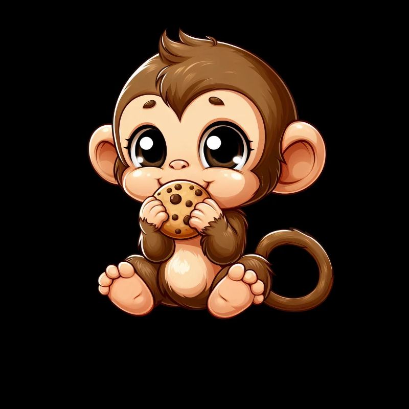 Cute chimpanzee snacks on cookies