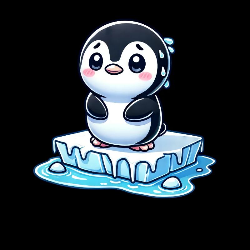 Pinguin schwitzt Eisscholle Schmelzen Südpol