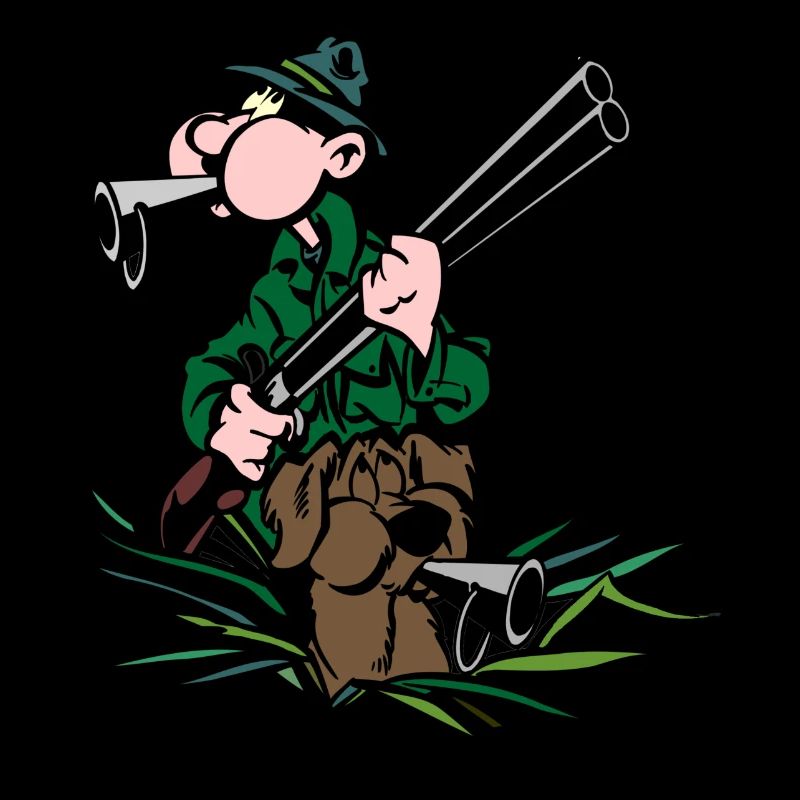 Jäger mit Hund auf der Jagd
