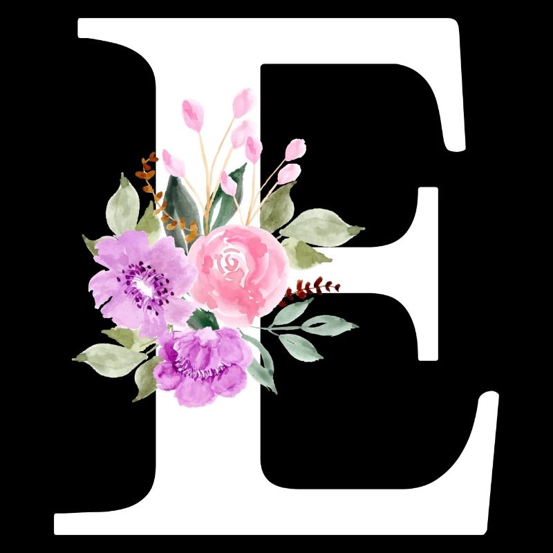 Lettre e floral violet