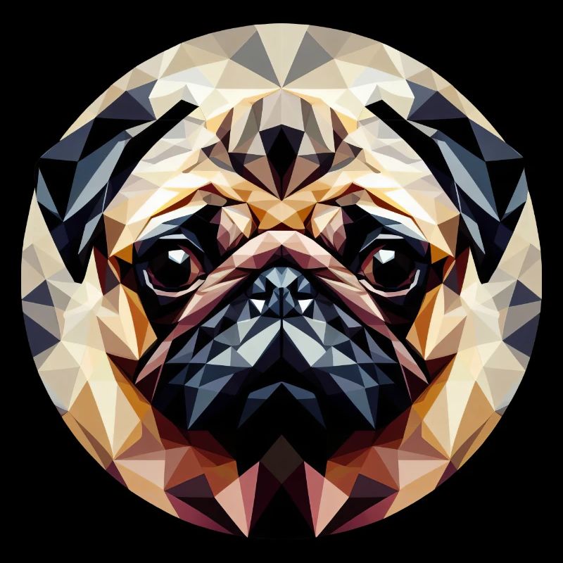 Polygoner Mops Hund Rund