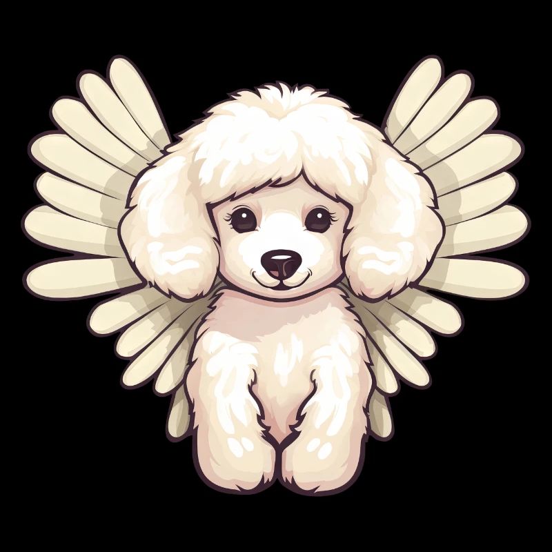 Doux caniche blanc avec des ailes d'ange -