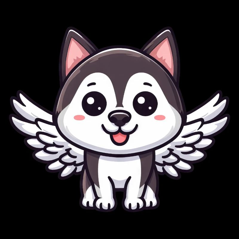 Engel-Husky, Flügel-Comic, Himmel-Hund