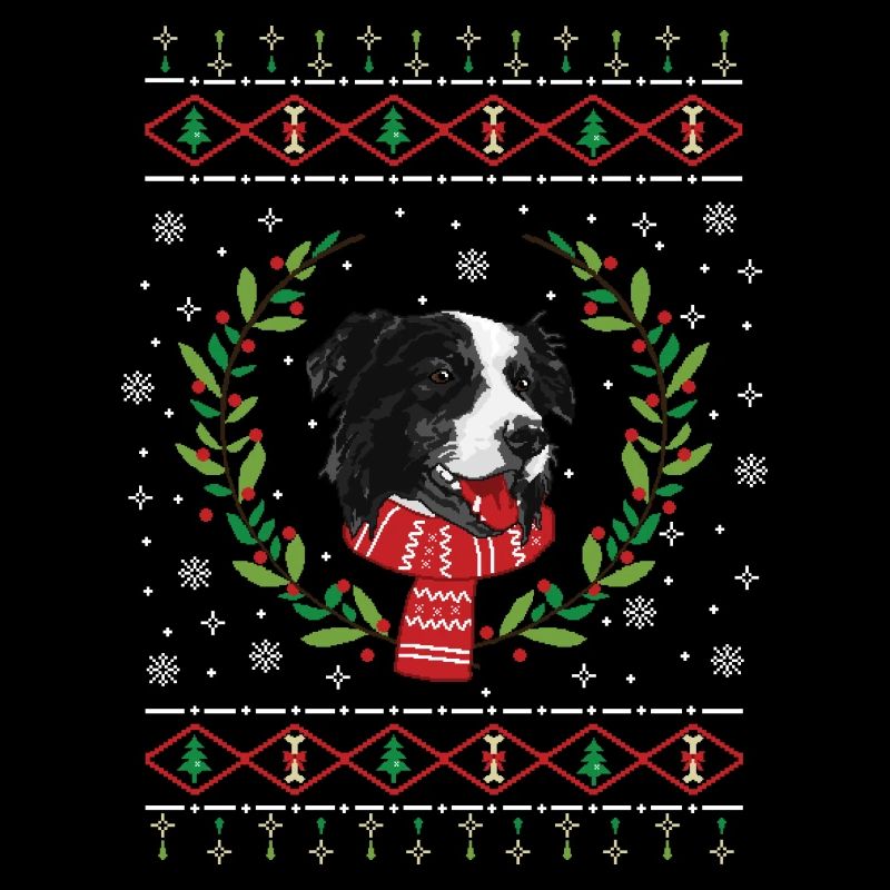 Pull de Noël laid Border Collie