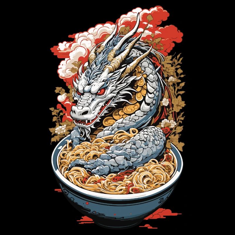 Ukiyo-E Retro Ramen Drache Tokyo Design