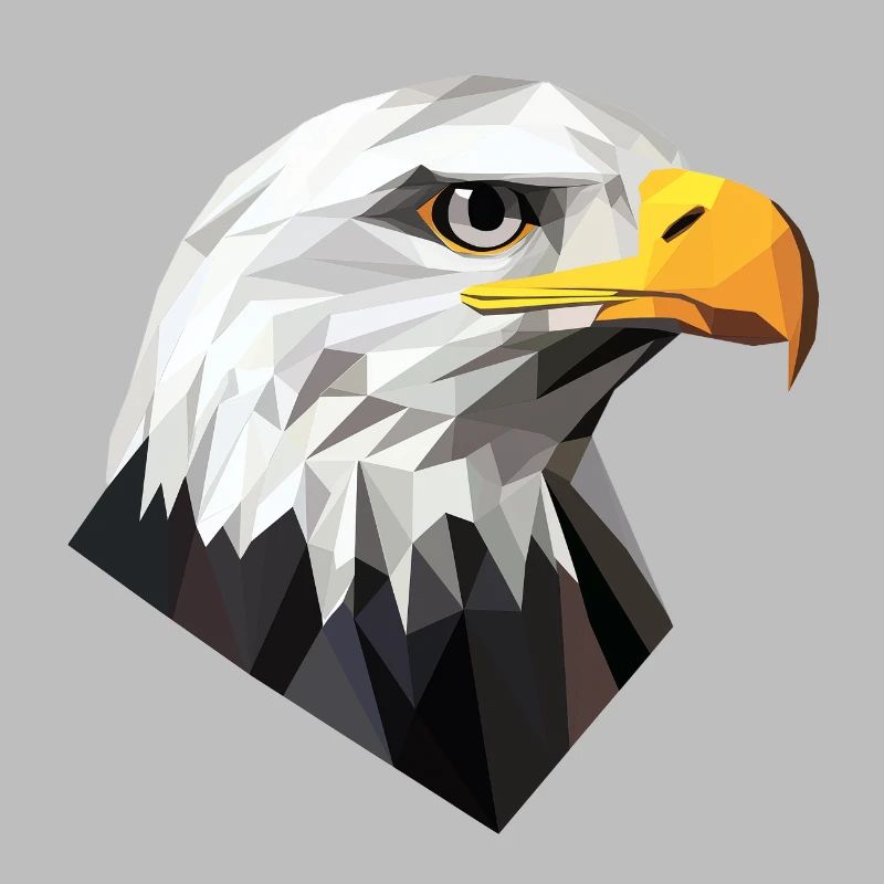 Conception du logo Low Poly de la tête d’aigle