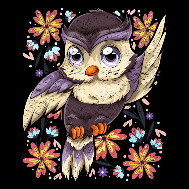Niedlicher Vogel Blumen Tier Geschenk Eule