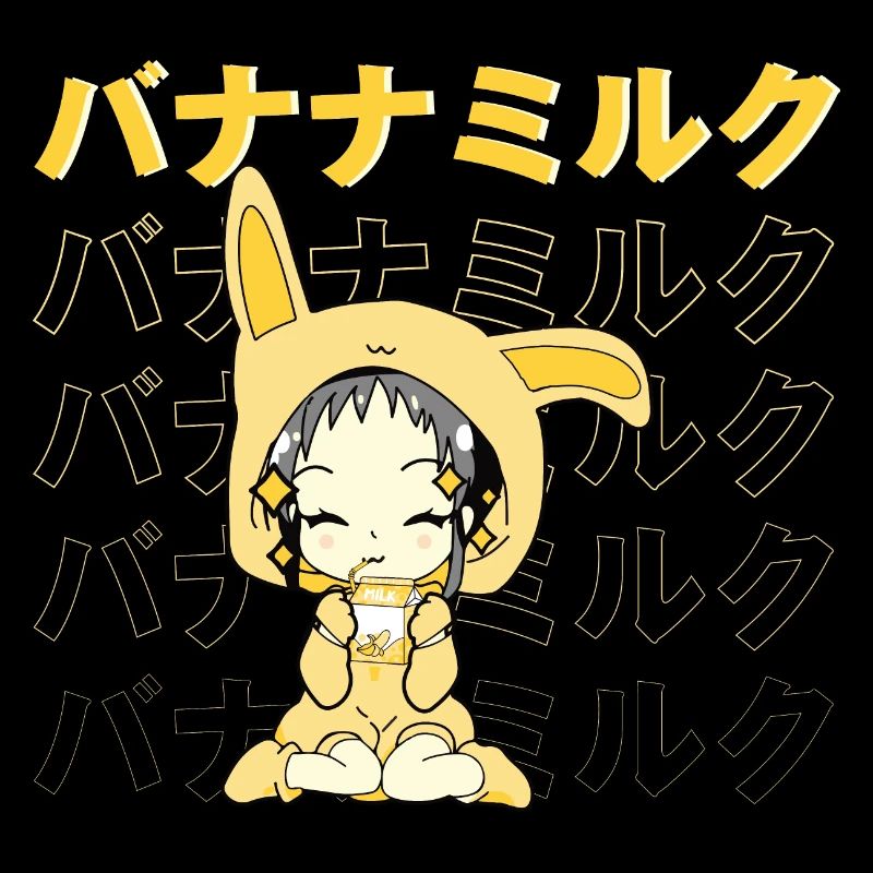 Anime Mädchen mit Bananenmilch