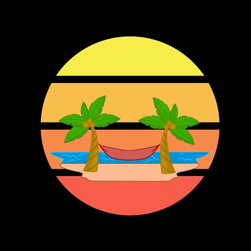Palm trees beach Smilie laughing face