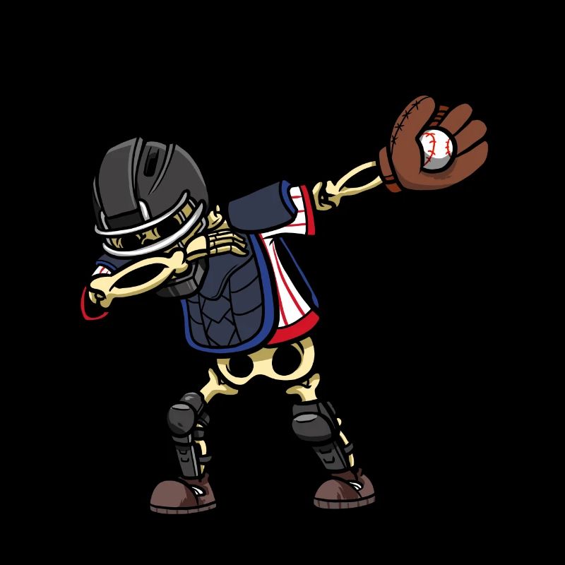 Dabbing Skeleton Catcher Baseballspieler