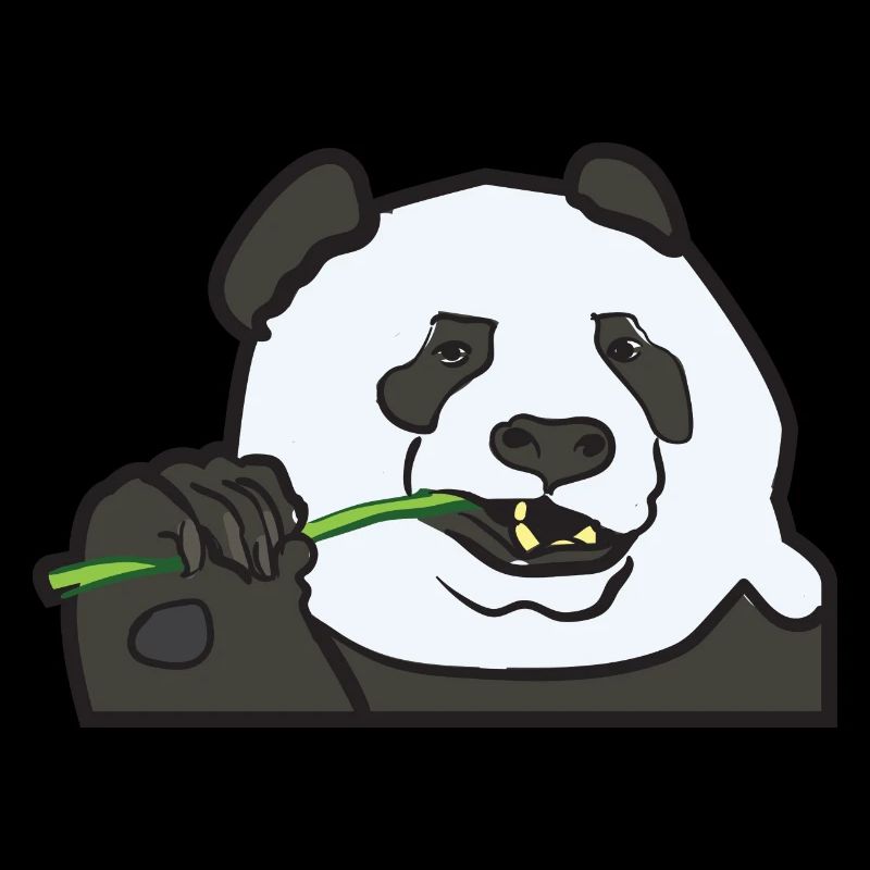 Sweet panda nibbles on bamboo