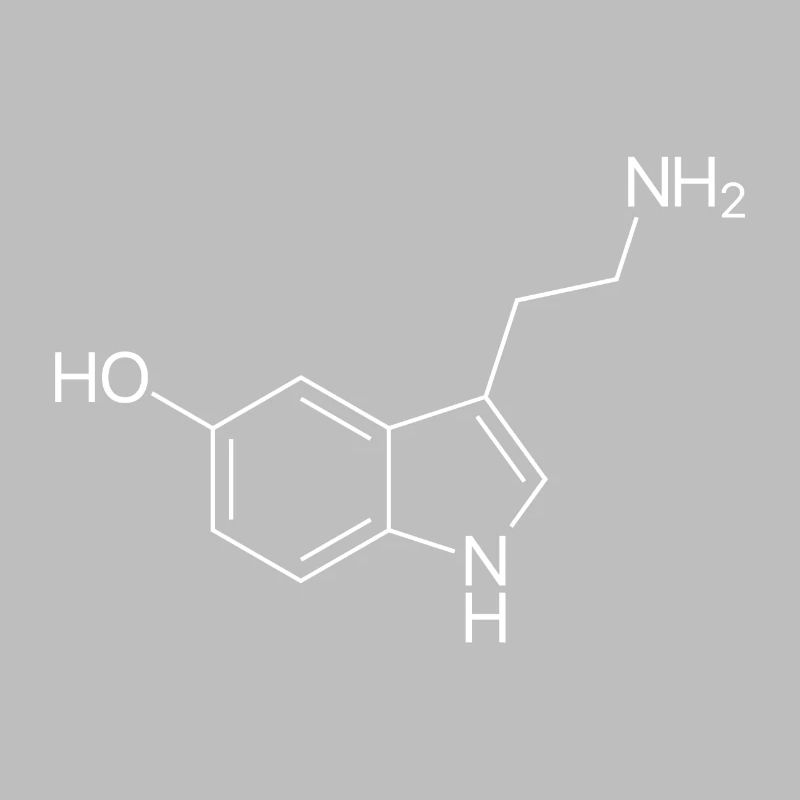 Serotonin structural formula - white