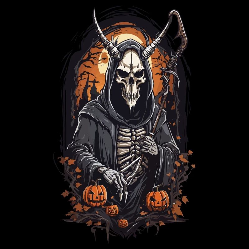 Conception démoniaque du crâne de faucheuse sinistre d’Halloween