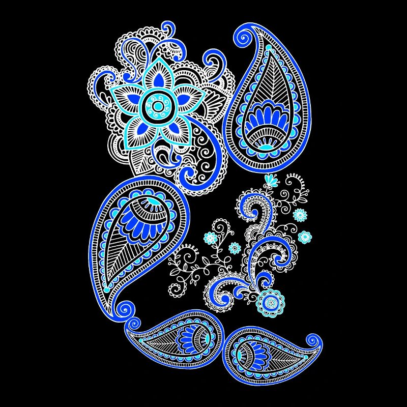 Mandala henna geometrisch blau weiss