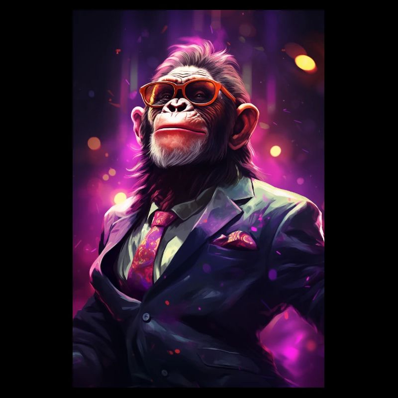 Funky Party Affe mit Partybrille Artwork