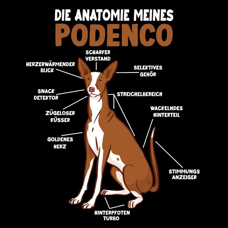 Podenco Anatomie lustiges Hundehalter Gassi