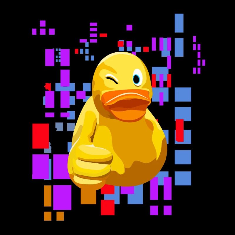 Ente Duck mit Daumen hoch und coolem Background