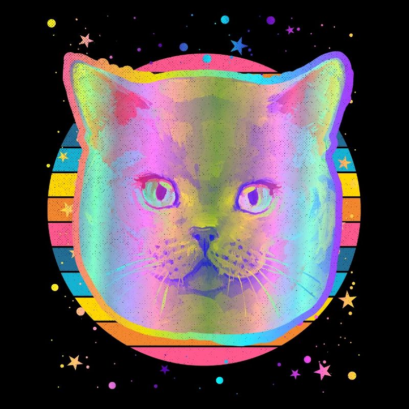 British Shorthair Scottish Fold Cat Rainbow Space