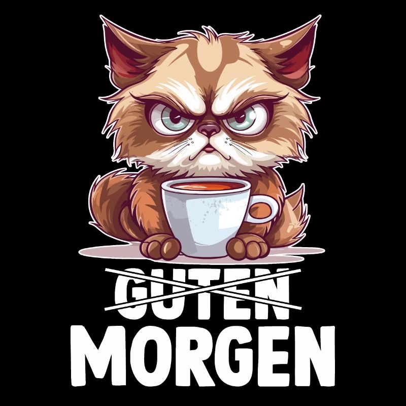 Katzen Spruch Schlafshirt Morgenmuffel Geschenk
