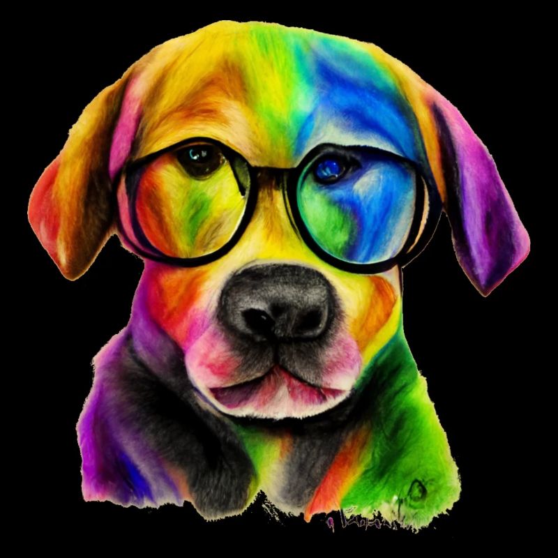 Regenbogen Hund Labrador mit Brille