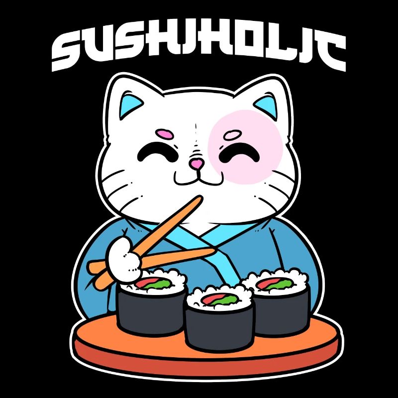 Le chat mange des sushis Amateur de sushis