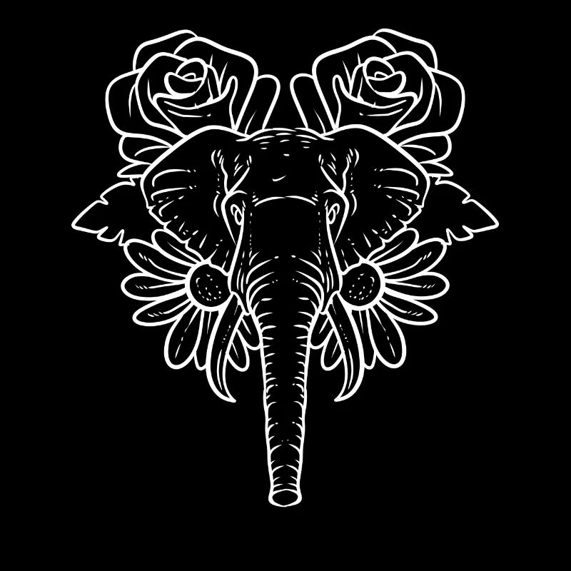 Tête d’éléphant avec fleurs éléphant