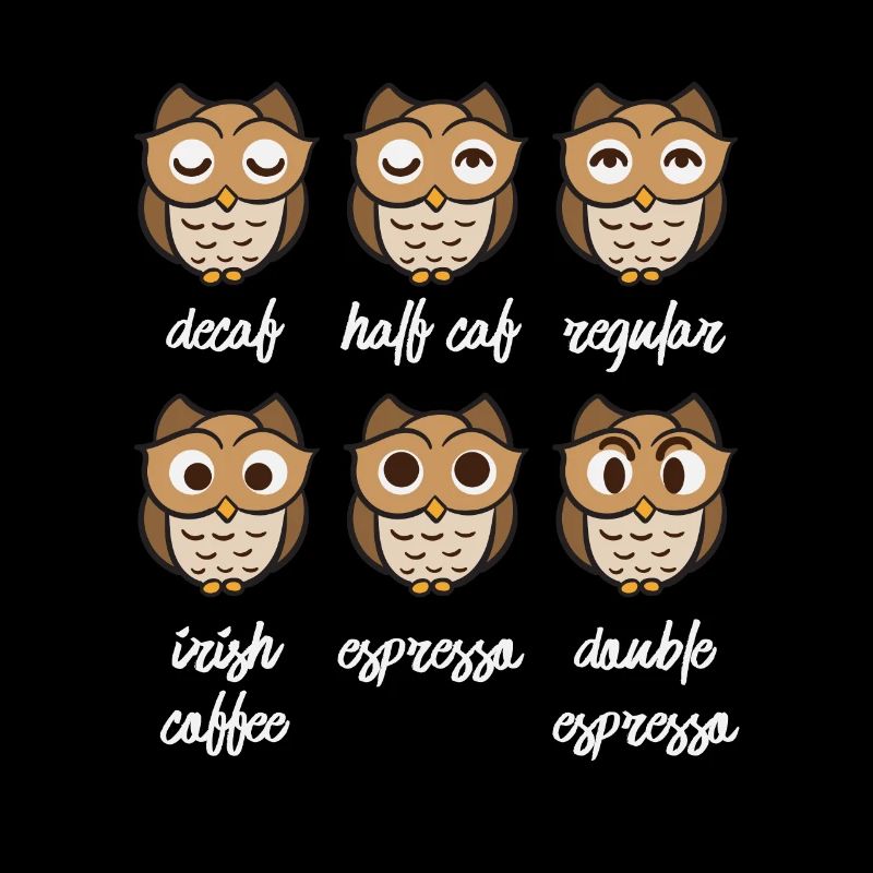 Verschiedene Stimmungen der Kaffee Eule