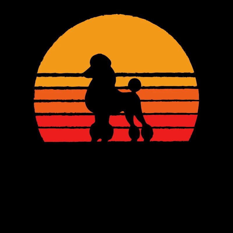 Caniche Coucher De Soleil - Rétro Chien Tee Shirts