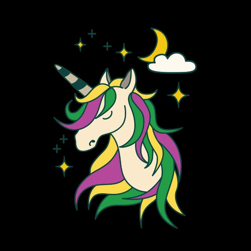 Licorne avec lune et étoiles