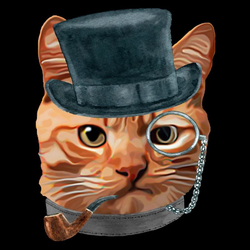 Cat Kitty Kitten In Clothes Pipe Monacle Top Hat