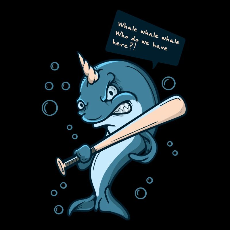 Cool Shark Whale Fish Baseball Comic Narwhal Player