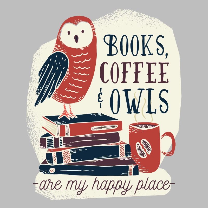 Die buch eule mit Kaffee