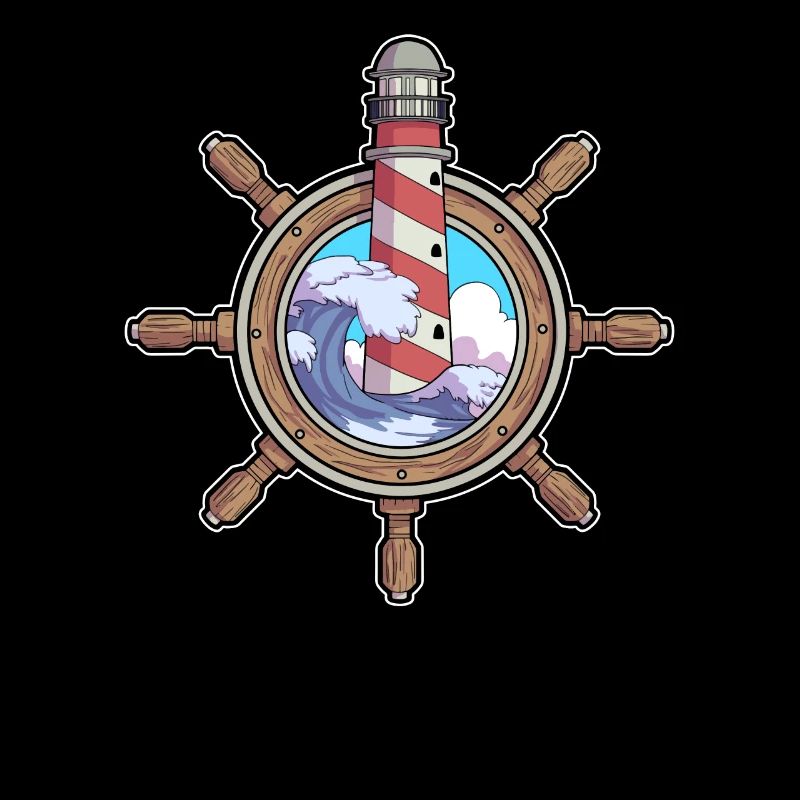 Steering Wheel Lighthouse Coast North German Gift
