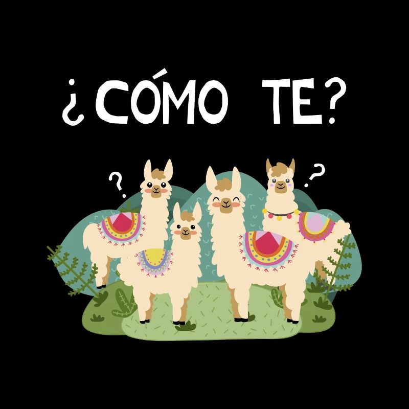 Funny Spanish Tee, Como Te Llama, Llama print