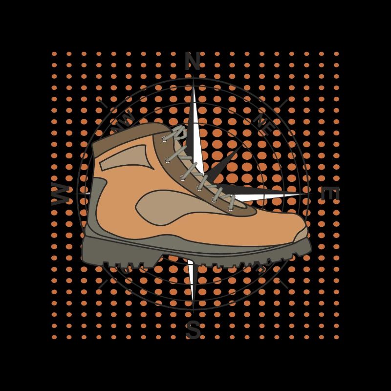 Fond de boussole de chaussures de randonnée