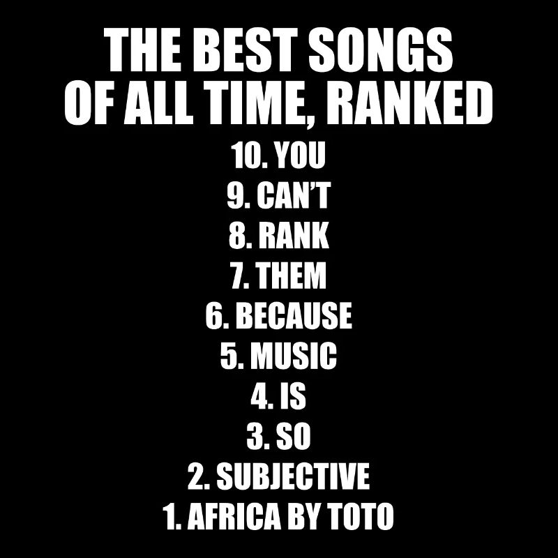 Les meilleures chansons de tous les temps classées, vous ne pouvez pas classer t