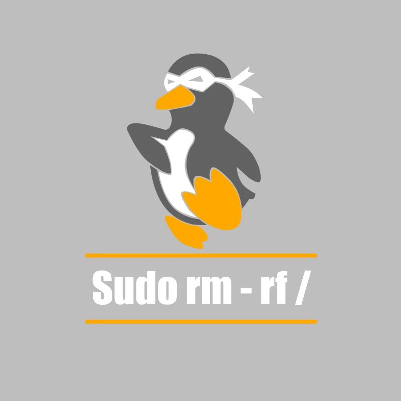 Tux Linux Penguin Sudo Rm Rf Geek Hacker