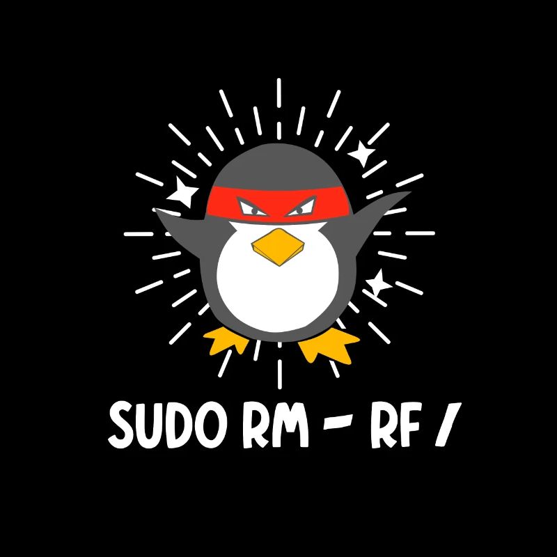 Tux Linux Penguin Sudo Rm Rf Geek Hacker