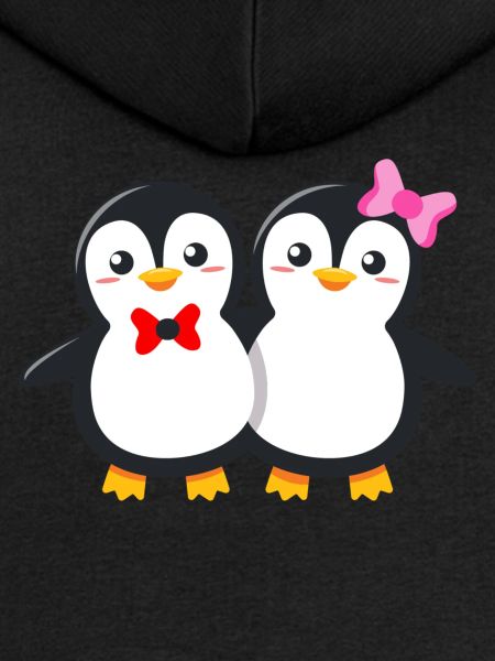 Linda pareja de pingüinos con moño y corbata de moño