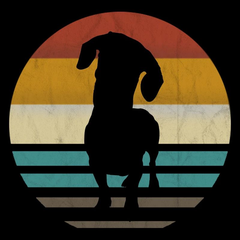Retro Dackel Dackelhund Hund Silhouette Geschenk