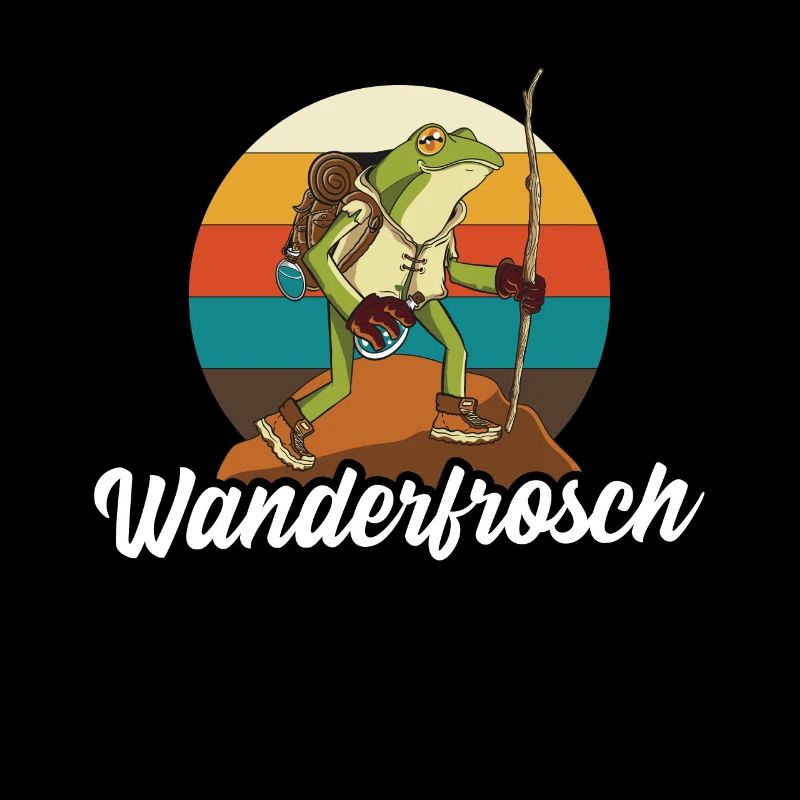 Wanderfrosch retro Wandern