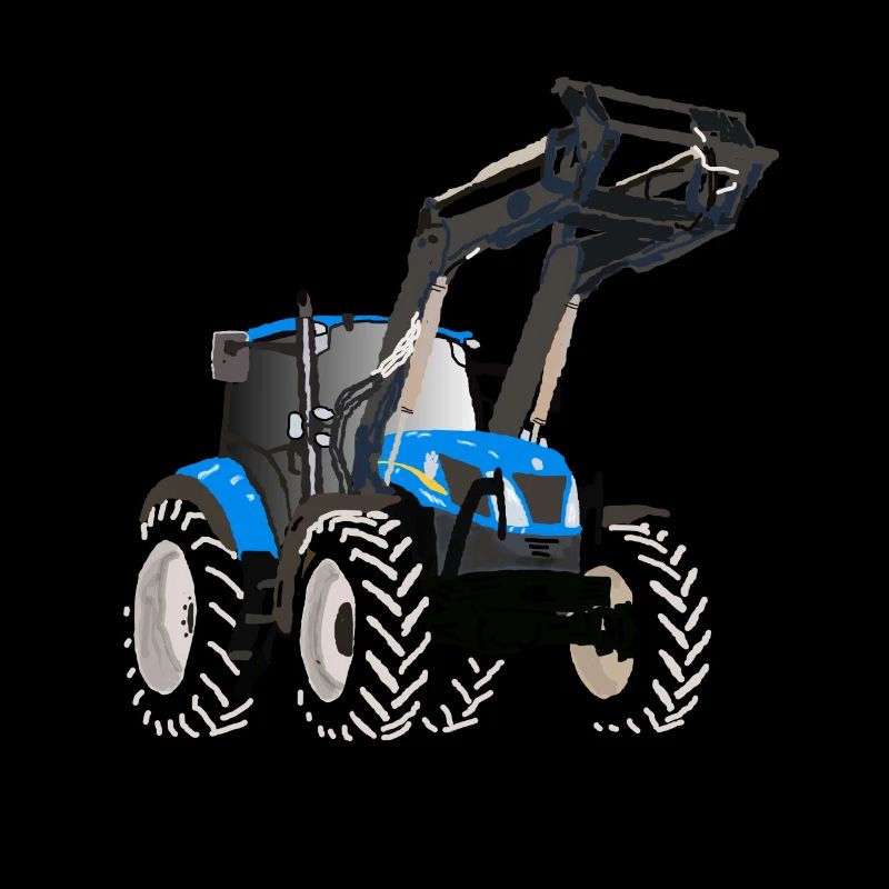 Blauer Traktor mit Frontlader
